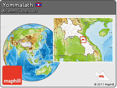 Physical Location Map of Yommalath, highlighted country