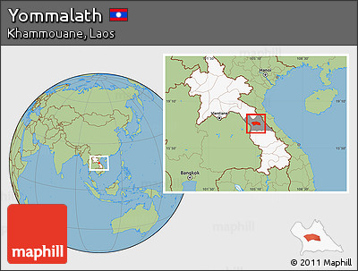 Savanna Style Location Map of Yommalath, highlighted country, highlighted parent region