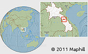 Savanna Style Location Map of Yommalath, highlighted country, hill shading