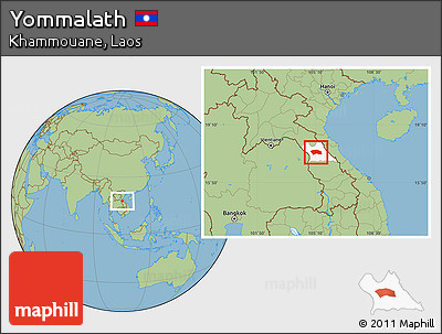 Savanna Style Location Map of Yommalath, highlighted parent region