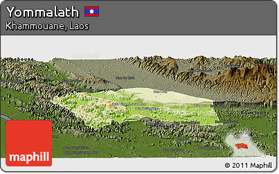 Physical Panoramic Map of Yommalath, darken