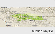 Physical Panoramic Map of Yommalath, shaded relief outside