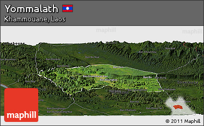 Satellite Panoramic Map of Yommalath, darken