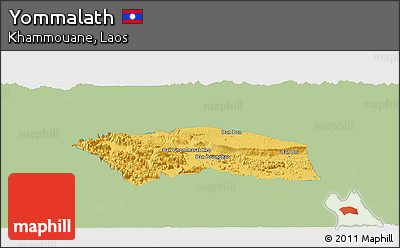 Savanna Style Panoramic Map of Yommalath, single color outside