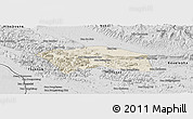 Shaded Relief Panoramic Map of Yommalath, desaturated