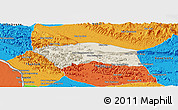 Shaded Relief Panoramic Map of Yommalath, political outside