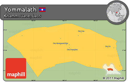 Savanna Style Simple Map of Yommalath, single color outside