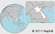 Blank Location Map of Laos, gray outside