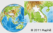 Blank Location Map of Laos, physical outside