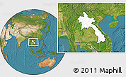 Blank Location Map of Laos, satellite outside