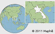 Blank Location Map of Laos, savanna style outside
