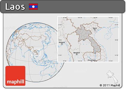 Gray Location Map of Laos, lighten, desaturated