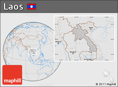 Gray Location Map of Laos, lighten, desaturated