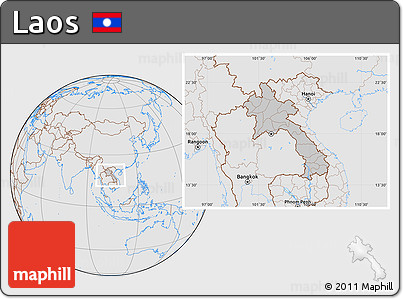 Gray Location Map of Laos, lighten, desaturated