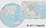 Gray Location Map of Laos, lighten, desaturated, land only, hill shading
