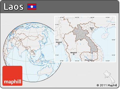 Gray Location Map of Laos, lighten