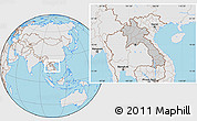 Gray Location Map of Laos, lighten, semi-desaturated, land only