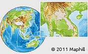 Shaded Relief Location Map of Laos, physical outside