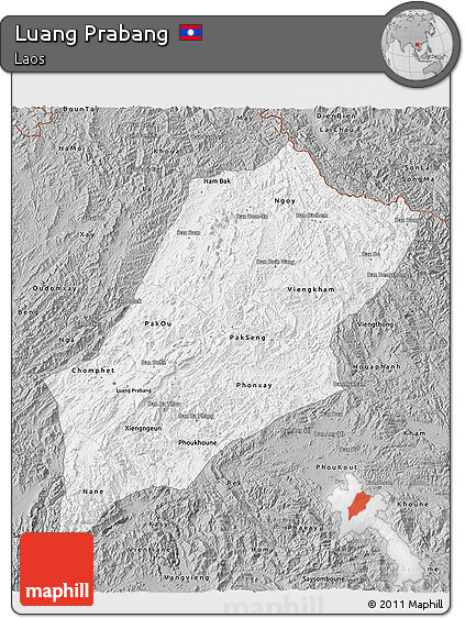 Gray 3D Map of Luang Prabang