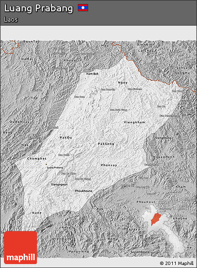 Gray 3D Map of Luang Prabang