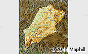 Physical 3D Map of Luang Prabang, darken