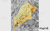 Physical 3D Map of Luang Prabang, desaturated