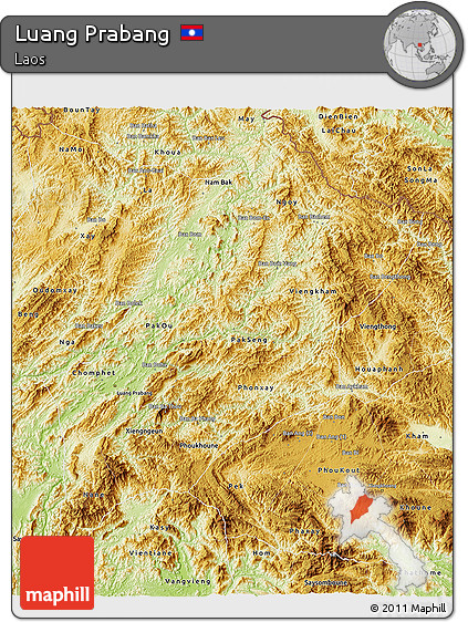 Physical 3D Map of Luang Prabang