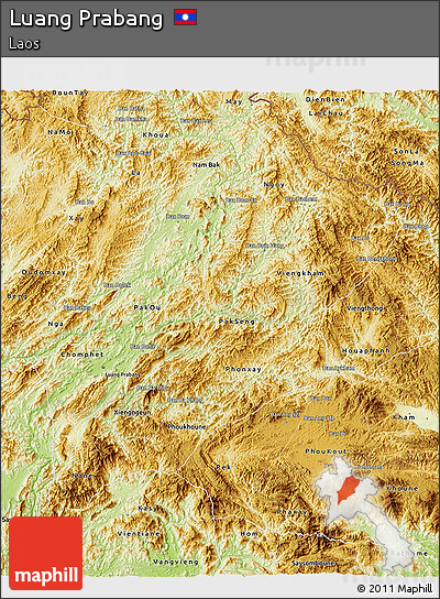 Physical 3D Map of Luang Prabang