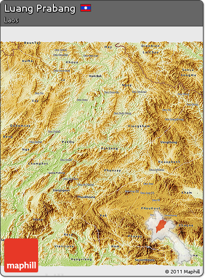 Physical 3D Map of Luang Prabang