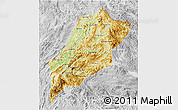 Physical 3D Map of Luang Prabang, lighten, desaturated