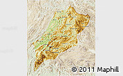 Physical 3D Map of Luang Prabang, lighten