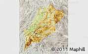 Physical 3D Map of Luang Prabang, lighten, semi-desaturated