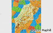 Physical 3D Map of Luang Prabang, political outside