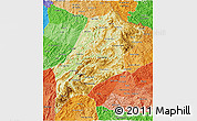 Physical 3D Map of Luang Prabang, political shades outside