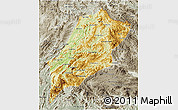 Physical 3D Map of Luang Prabang, semi-desaturated