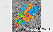 Political 3D Map of Luang Prabang, desaturated