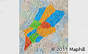 Political 3D Map of Luang Prabang, lighten, semi-desaturated