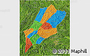 Political 3D Map of Luang Prabang, satellite outside