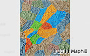 Political 3D Map of Luang Prabang, semi-desaturated