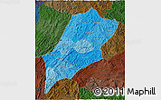 Political Shades 3D Map of Luang Prabang, darken