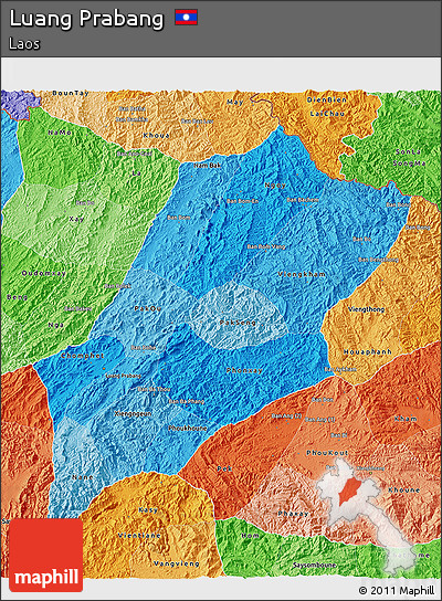 Political Shades 3D Map of Luang Prabang
