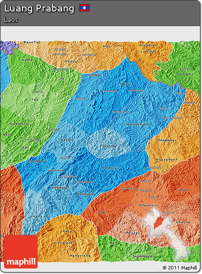 Political Shades 3D Map of Luang Prabang