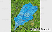 Political Shades 3D Map of Luang Prabang, satellite outside