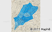 Political Shades 3D Map of Luang Prabang, shaded relief outside