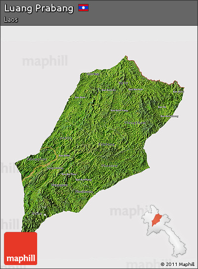 Satellite 3D Map of Luang Prabang, cropped outside