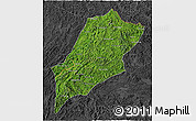 Satellite 3D Map of Luang Prabang, darken, desaturated