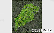 Satellite 3D Map of Luang Prabang, darken, semi-desaturated