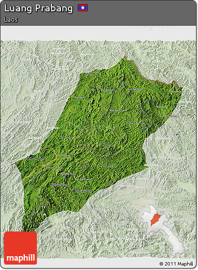 Satellite 3D Map of Luang Prabang, lighten