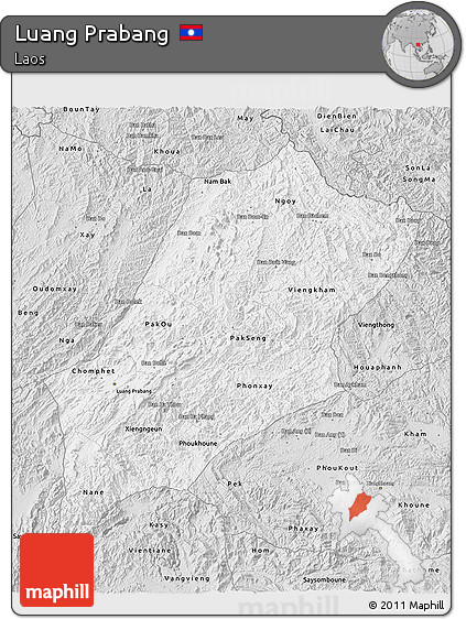 Silver Style 3D Map of Luang Prabang