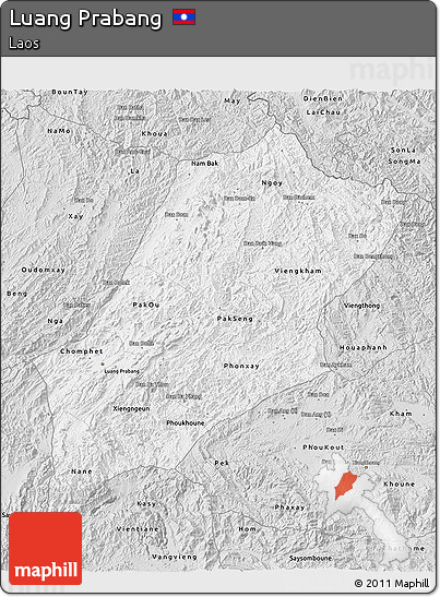 Silver Style 3D Map of Luang Prabang